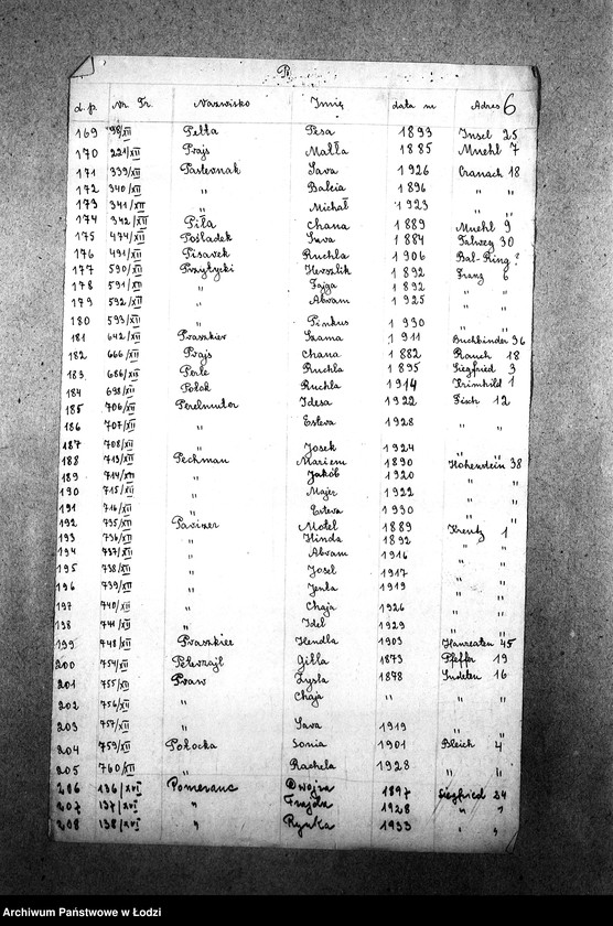 Obraz 8 z jednostki "[Wykazy imienne Żydów wysiedlonych z getta łódzkiego]"