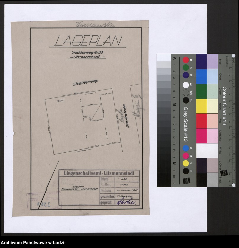 Obraz 1 z jednostki "Lageplan Skaldenweg Nr 33 Litzmannstadt"