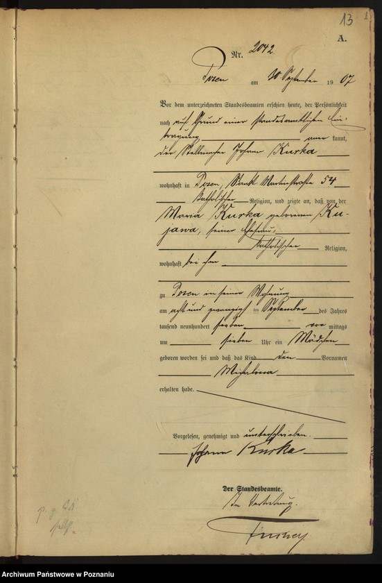 Obraz 15 z jednostki "Księga miejscowa urodzeń tom V [Rejestr główny urodzeń]"