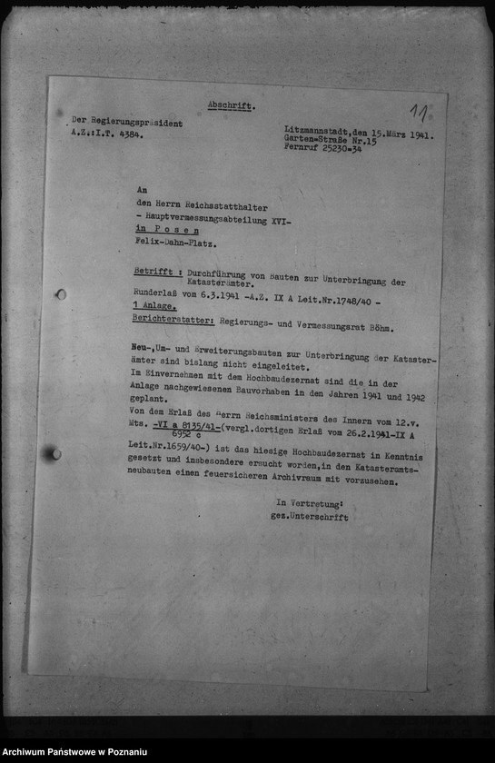 Obraz 15 z jednostki "Unterbringung der Katasterämter"