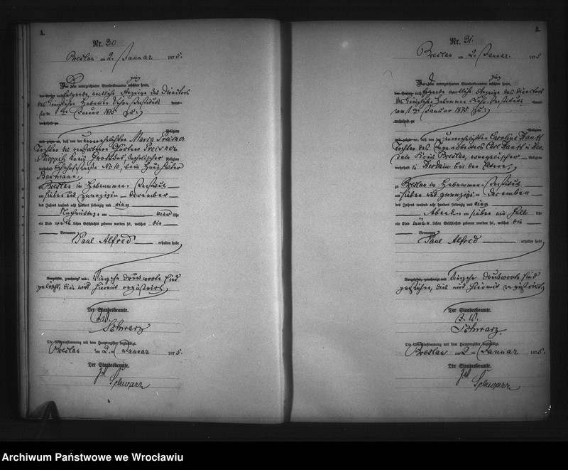 Obraz 18 z jednostki "Geburts-Neben-Register Breslau I 1875 Band 1"