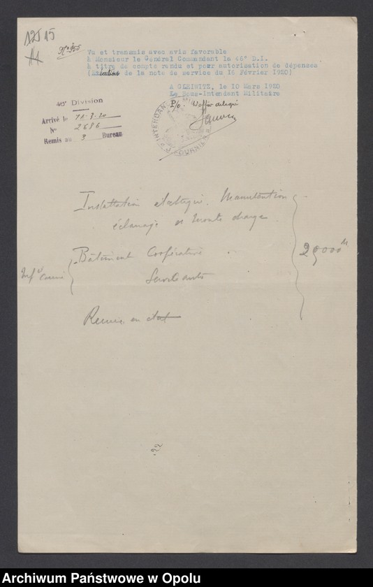 Obraz 15 z jednostki "Tabelau Recapitula et Etats de Previsions de Depenses Casernement  /Zestawienie wydatków na zakwaterowanie wojsk, remonty, sprzęt kwaterunkowy/ III. 1920"