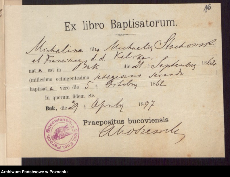 Obraz 18 z jednostki "Die von den Verlobten beigebrachten Urkunden zur Eheschliessung pro 1897"