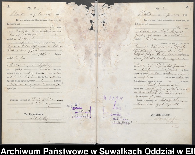 image.from.unit.number "[Geburts]-Haupt-Register des Königlichen Preussischen Standes-Amtes Bialla Kreis Johannisburg"