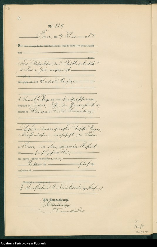 Obraz 16 z jednostki "Księga miejscowa zgonów tom III"