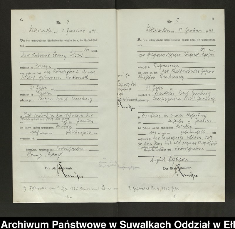 image.from.unit.number "Sterbe=Haupt=Register des Königlichen Preussischen Standes-Amtes Nikolaiken Kreis Sensburg"