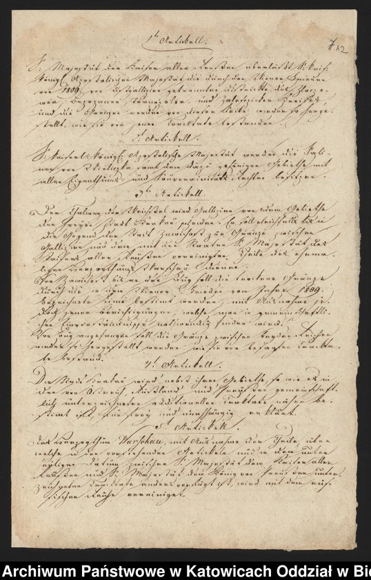 image.from.unit.number "[1. Korespondencja arcyksiężnej Marii Teresy Habsburg z władzami kościelnymi w sprawie uzyskania zezwolenia na odprawianie Mszy Świętej w kaplicy zamkowej 1905-1912, 2. Kopia fragmentu traktatu wiedeńskiego z 3 maja 1815 roku]"