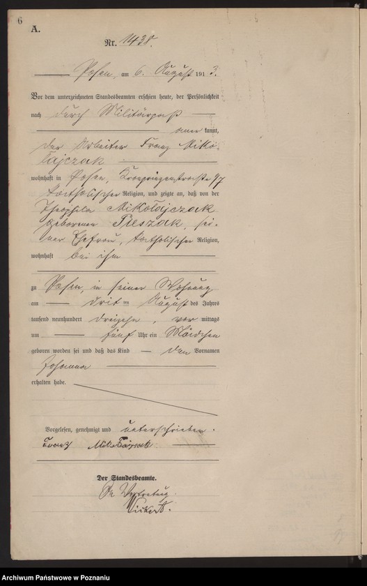 Obraz 8 z jednostki "Księga miejscowa urodzeń tom IV [Rejestr główny urodzeń]"