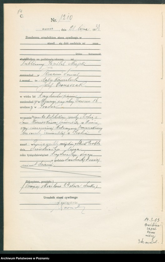 Obraz 16 z jednostki "Księga miejscowa zgonów tom III [Rejestr główny zgonów]"