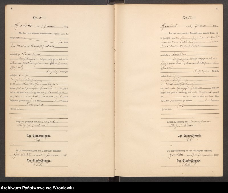 Obraz 11 z jednostki "księga urodzeń Urzędu Stanu Cywilnego w Goszczu (Goschütz) 1898"