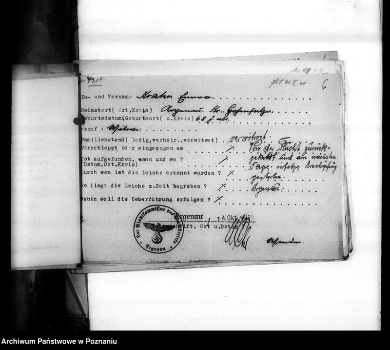 Obraz 10 z jednostki "Wykazy miejscowych Niemców, którzy zginęli w 1939 roku"