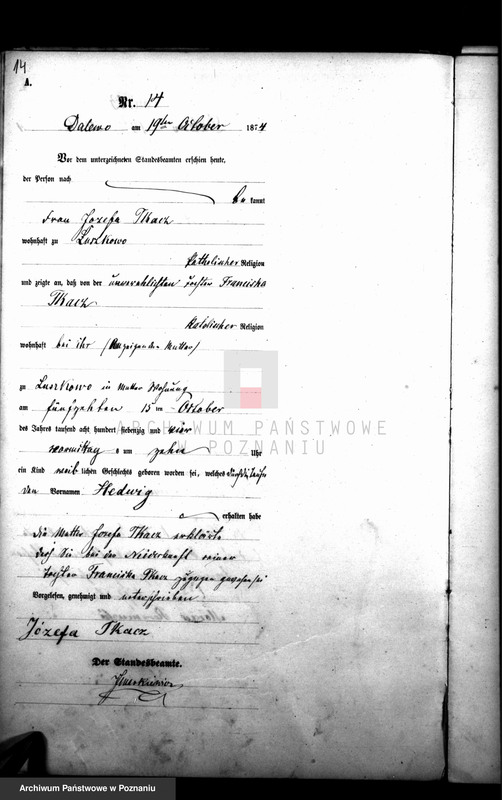 Obraz z zespołu "Urząd Stanu Cywilnego Dalewo (pow. śremski)"
