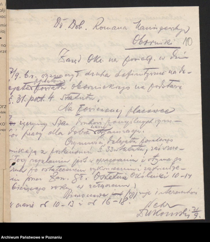 Obraz 14 z jednostki "Oborniki - akta delegata powiatowego."