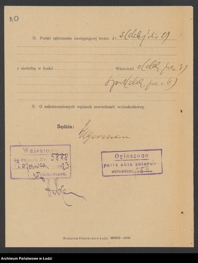 Obraz 12 z jednostki "Sz. Goldberg i M. Blumzweig – handel artykułami spożywczymi"