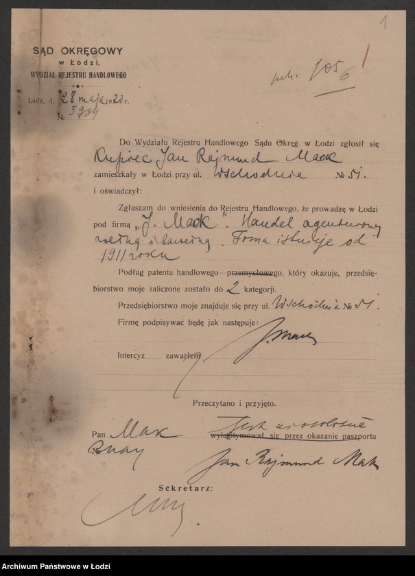 Obraz 3 z jednostki "Jan Rajmund Mack – handel agenturowy wełną i bawełną"