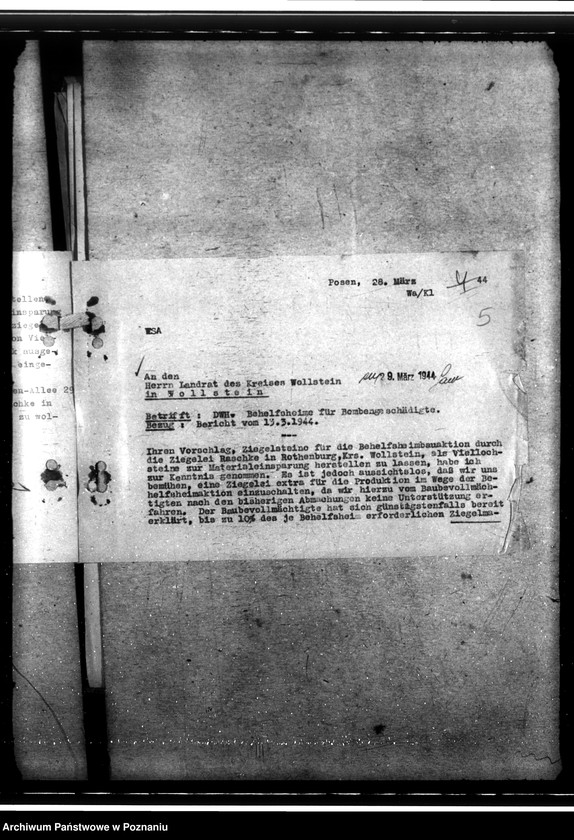 Obraz 9 z jednostki "DWH - Behelfsheime für Bombenbeschädigte im Kreise Wollstein"