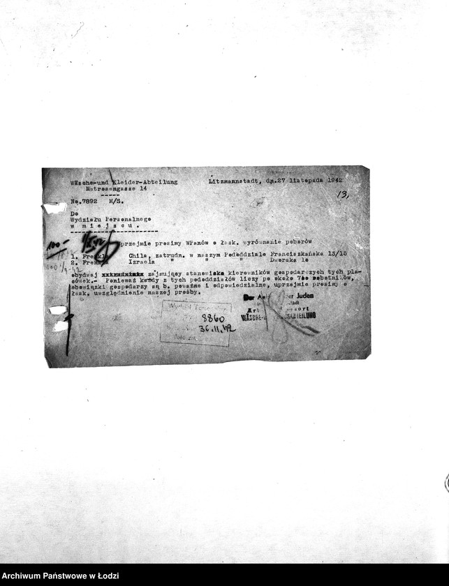 Obraz 16 z jednostki "[Korespondencja z wydziałami w sprawach personalnych, zatrudnienia i płac]"