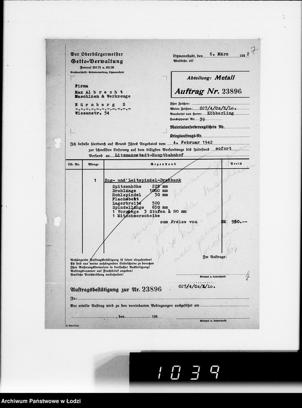 Obraz 11 z jednostki "Werkzeugmaschinen.[Korespondencja w sprawie zakupu]"