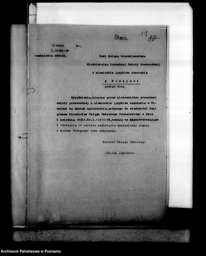 Obraz 14 z jednostki "Prywatna Szkoła Powszechna z niemieckim językiem nauczania w Nowejwsi powiat Żnin"