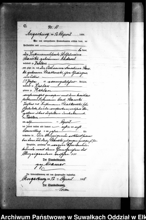 image.from.unit.number "Sterbe-Neben-Register des Preussischen Standes-Amtes Kehlen Kreis Angerburg"