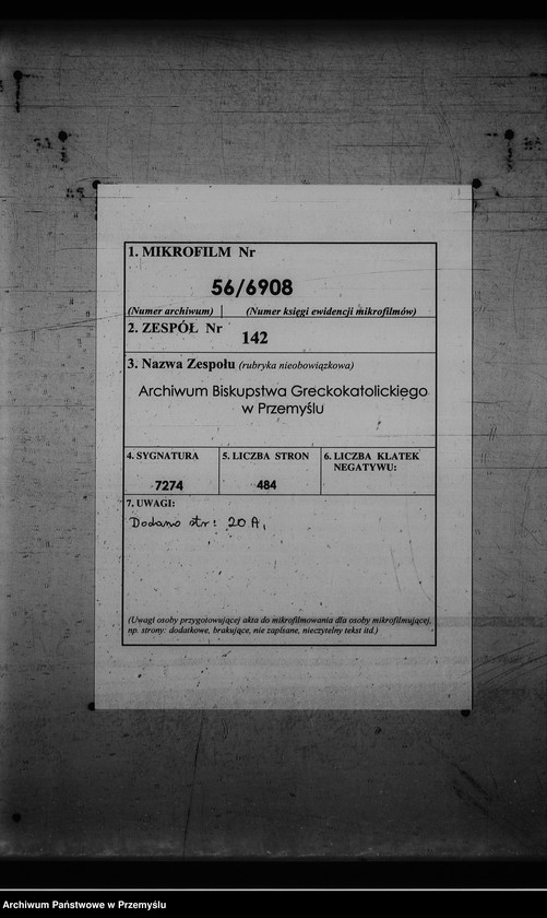 Obraz 1 z jednostki "[Kopie ksiąg metrykalnych parafii Byków z filiami Glinne, Ortynice (dekanat Łuka)]"