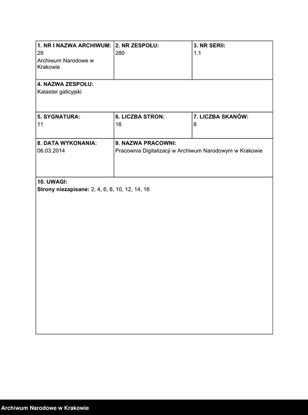 image.from.unit.number "198 Dorf Nieznanowice sammt Enclave Niewiarów II-ga część bestehend aus den Ortschaften Jaroszowka [Jaroszówka] und Podgrodzie in Galizien Bochnier Kreis"