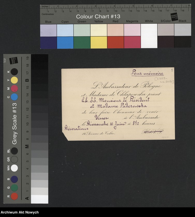 image.from.unit.number "Chłapowski Alfred (ambasador RP we Francji) i Helena; Załączniki: a) list P. de Fouquieres; b) list Ph. Pétain