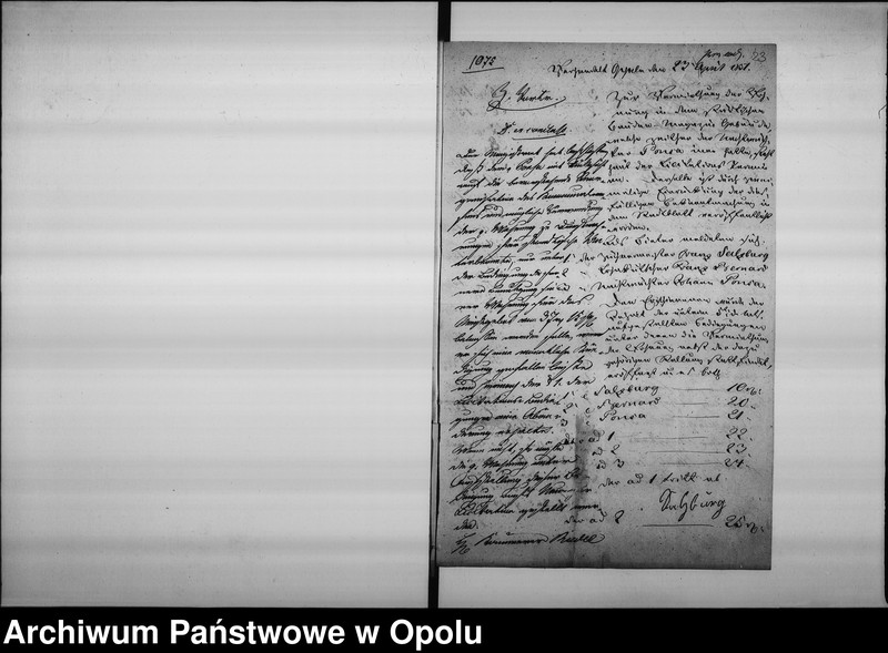 Obraz 19 z jednostki "Acta des Magistrats zu Oppeln betreffend: die Vermiethung der, der Stadtkommune gehörigen Wohnung nebst Stallung an dem Bauden Magazingebäude de Anno 1851"