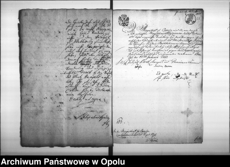 Obraz 18 z jednostki "Acta des Magistrats zu Oppeln betreffend die Legitimation unehelich erzeugter Kinder und Personen Vol. I"