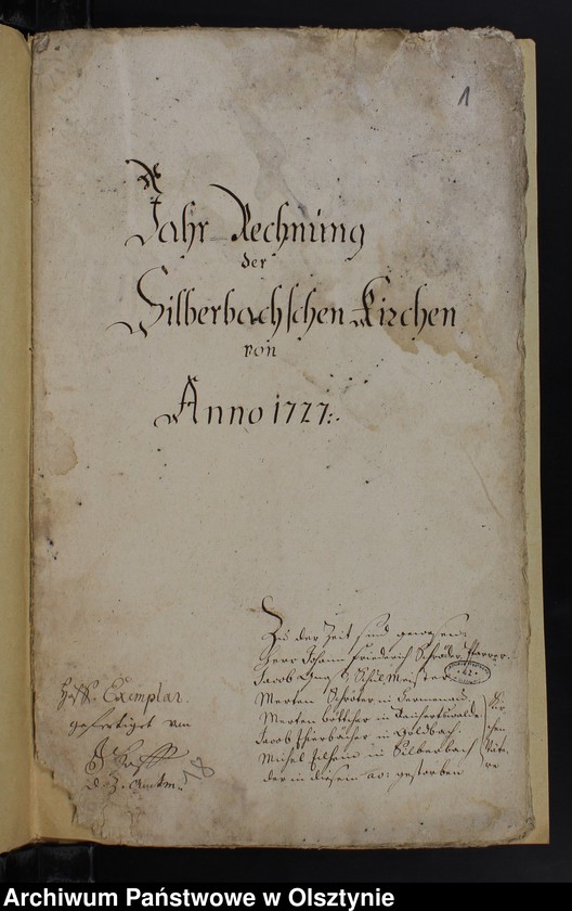 image.from.unit.number "Jahr Rechnung der Silberbachschen Kirchen"