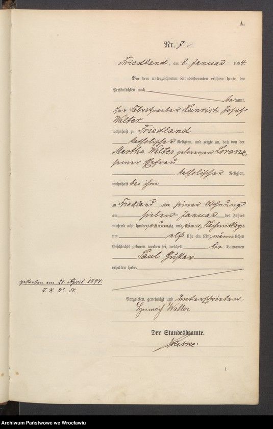 image.from.unit.number "Księga urodzeń USC Mieroszów (Friedland) 1894"