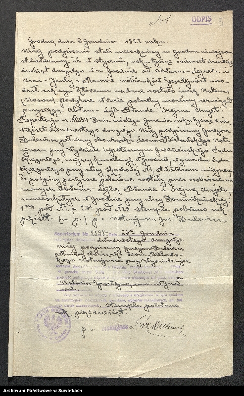 image.from.unit.number "[Dokumenty do akt małżeństw okręgu bożniczego w Suwałkach z 1923 roku]"