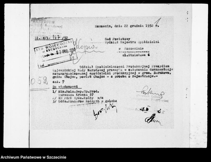 image.from.unit.number "Rolniczy Zespół Spółdzielczy im. T. Kościuszki z siedzibą w Barnkowie powiat Chojna - organizacja"