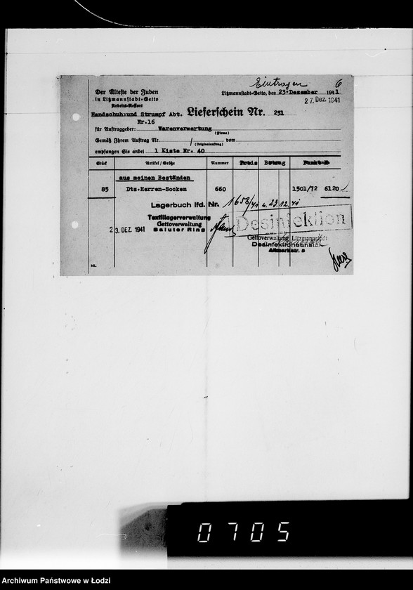 Obraz 11 z jednostki "Handschuh-u.Strumpf-Abteilung. [Świadectwa dostaw z Getta]"