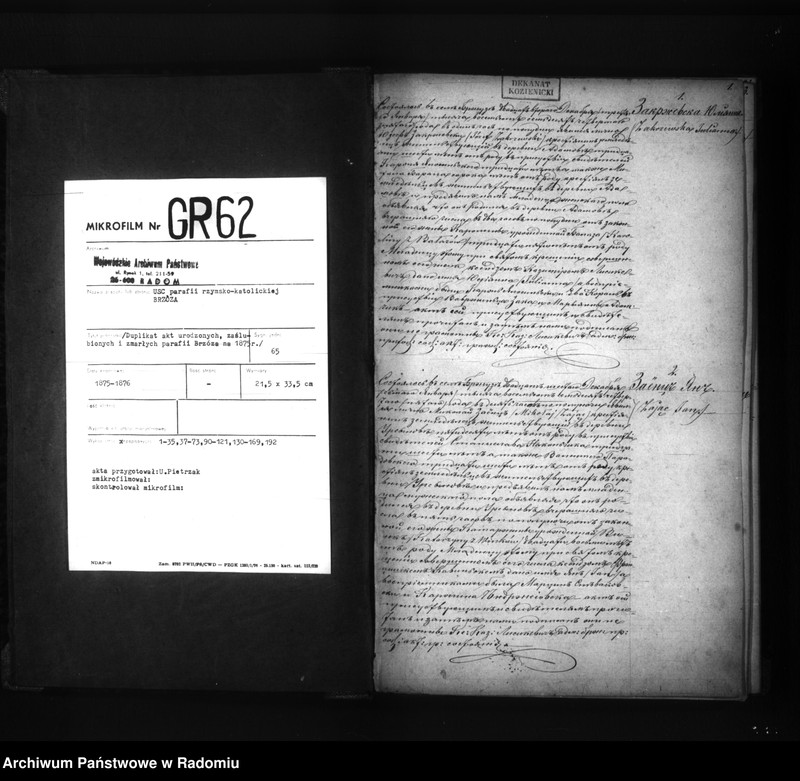 image.from.unit.number "[Duplikat akt urodzonych, zaślubionych i zmarłych parafii Brzóza na 1875 r.]"