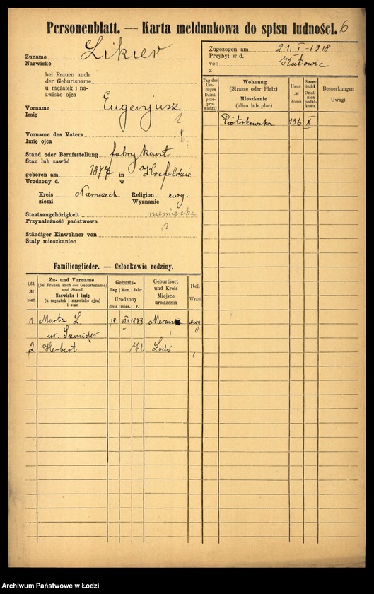 Obraz 8 z jednostki "[Spis ludności Łodzi] Like - Linke"