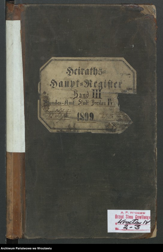 image.from.unit.number "Heiraths-Haupt-Register Breslau IV 1899 Band 3"