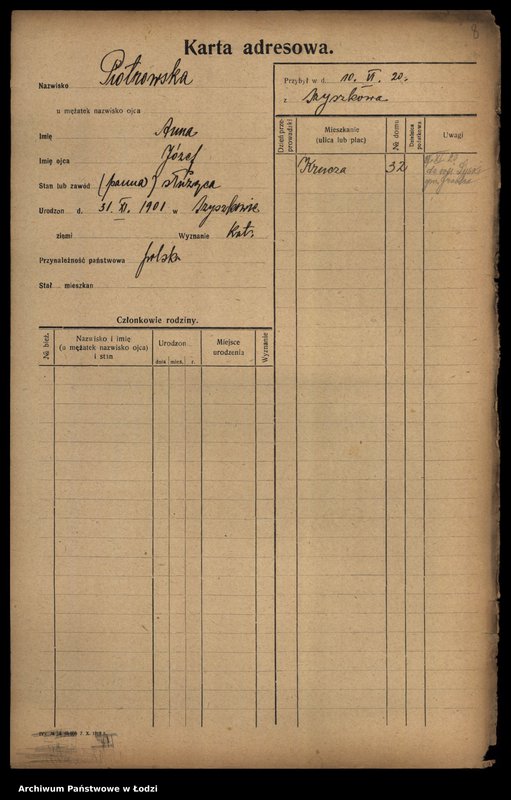 Obraz 10 z jednostki "[Spis ludności Łodzi] Piotrowska-Piotrowski"
