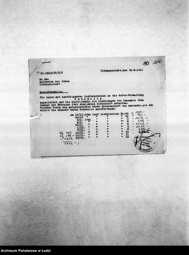 Obraz 13 z jednostki "Textil-Fabrikations-Abteilung [Produkcja i zapotrzebowanie materiałów dla resortu pracy]"