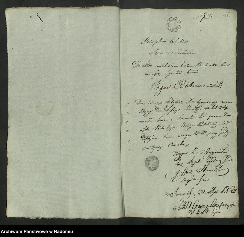 Obraz 18 z jednostki "Allegata z Roku 1825 z Parafii Kozienickiej do Akt Stanu Cywilnego Urodzenia, Zejścia i Zaślubienia"