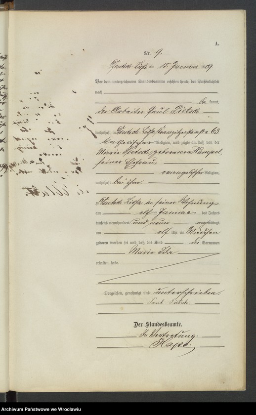 image.from.unit.number "Księga urodzeń Leśnica (Deutsch Lissa) 1909"