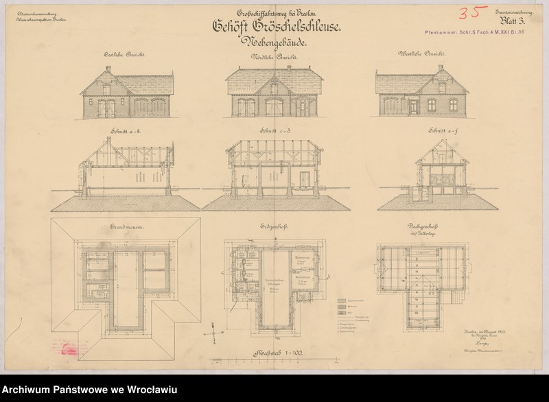 image.from.unit.number "Großschiffahrtsweg bei Breslau. Gehöft Gröschelschleuse. Blatt 1-3"