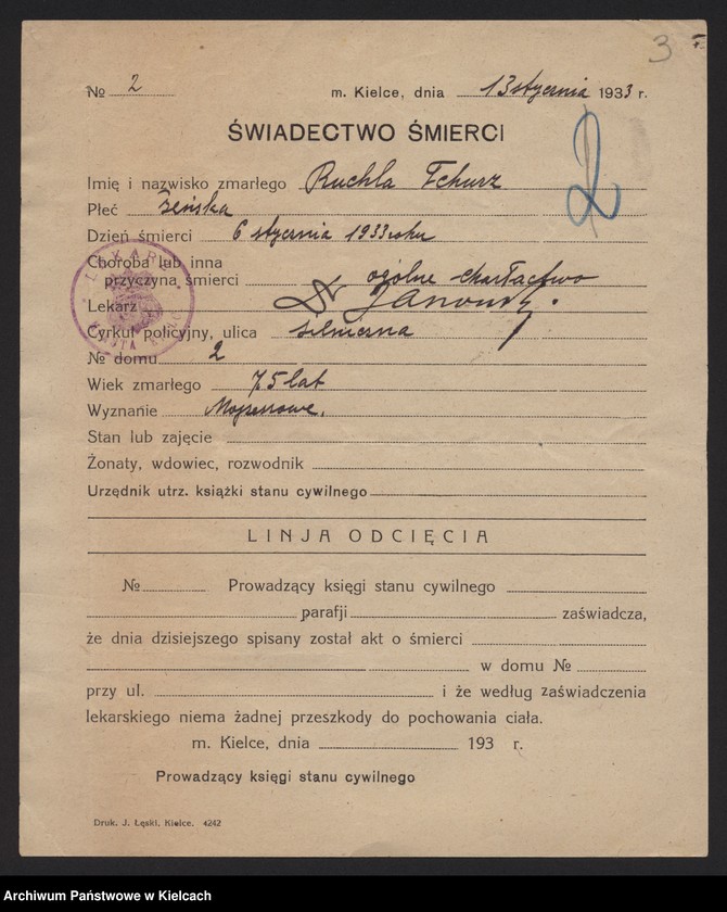 image.from.unit.number "Załączniki do akt zgonu Okręgu Bożniczego Kielce za rok 1933"