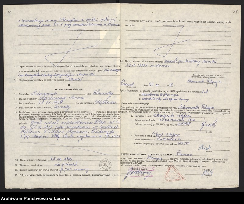 image.from.unit.number "Adamczak Wincenty, Adamczak Pelagia - Powstanie Wielkopolskie 1919 "