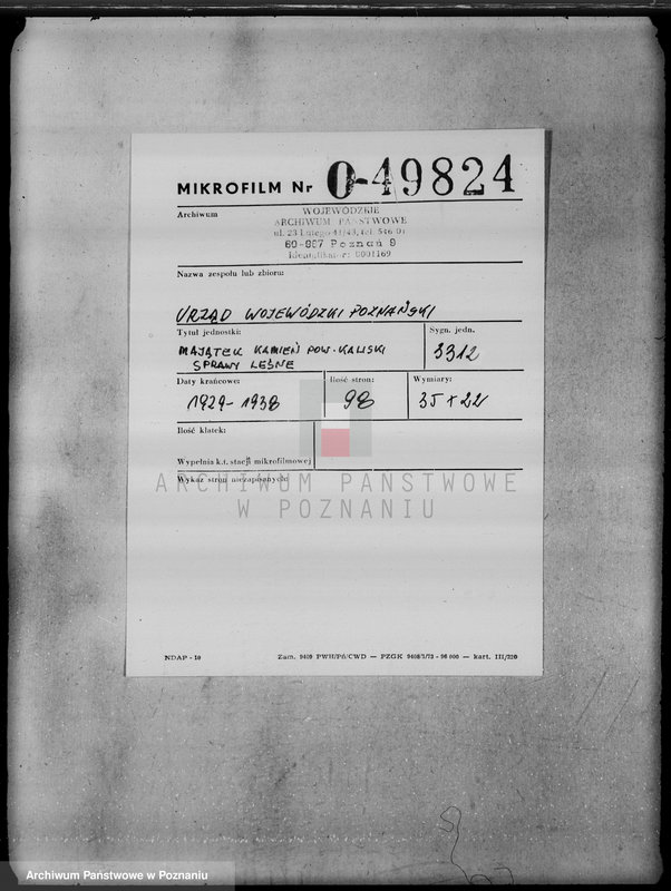 Obraz 2 z jednostki "Majątek Kamień powiat kaliski /sprawy leśne/"