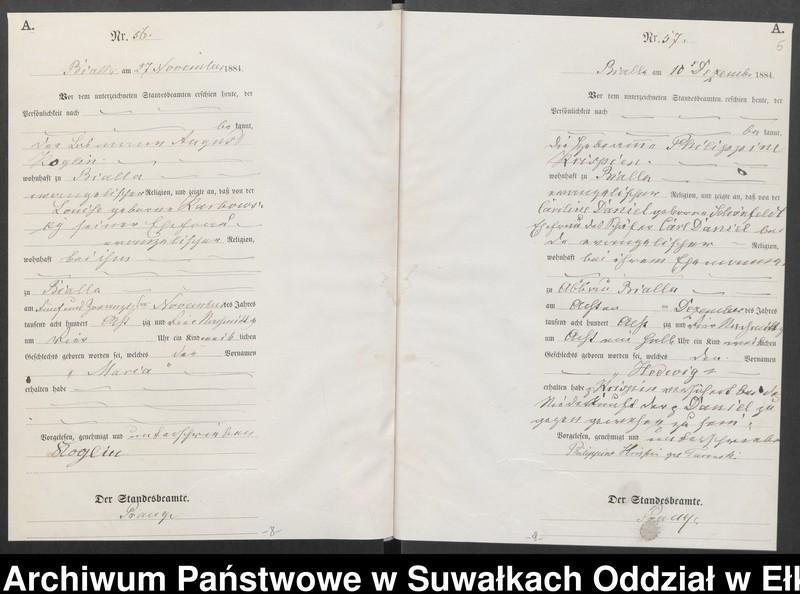 image.from.unit.number "[Geburts-Haupt-Register des Königlichen Preussischen Standes-Amtes Bialla Kreis Johannisburg]"