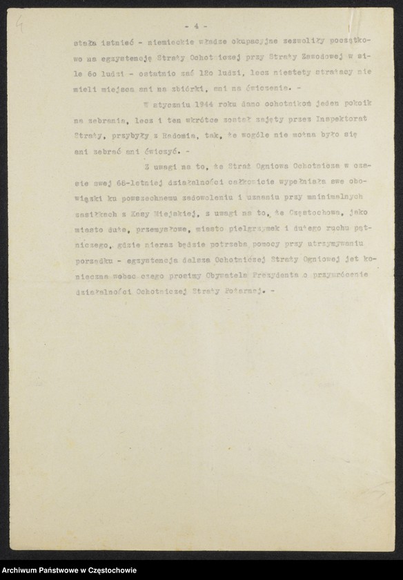 image.from.unit.number "[Sprawa przywrócenia działalności Ochotniczej Straży Pożarnej w Częstochowie po 1945 roku-korespondencja z Prezydentem Miasta]"