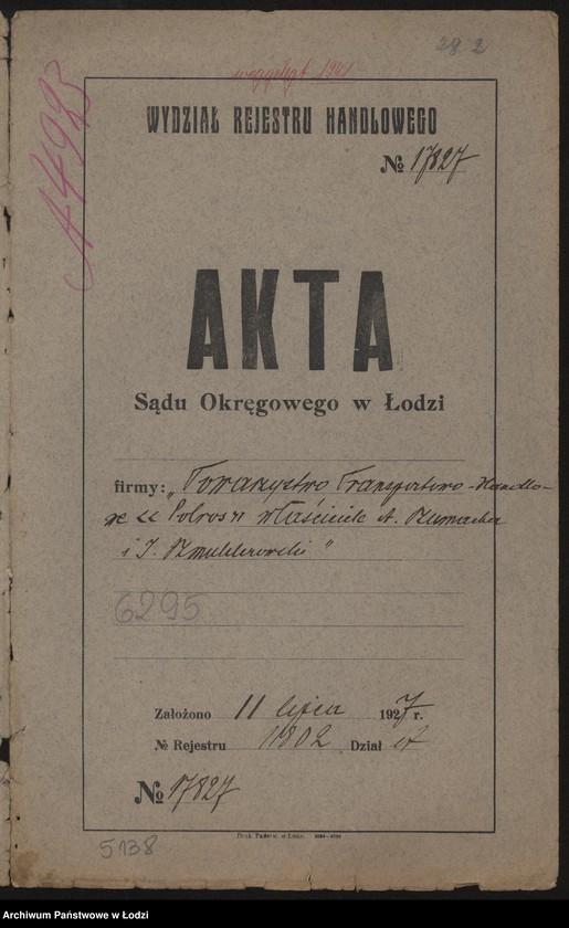 Obraz 2 z jednostki "Towarzystwo Transportowo-Handlowe "Polros" właściciele A.Szumacher i I.Szmulewicz"