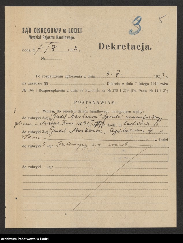 Obraz 7 z jednostki "Judel Markowicz – sprzedaż manufaktury"