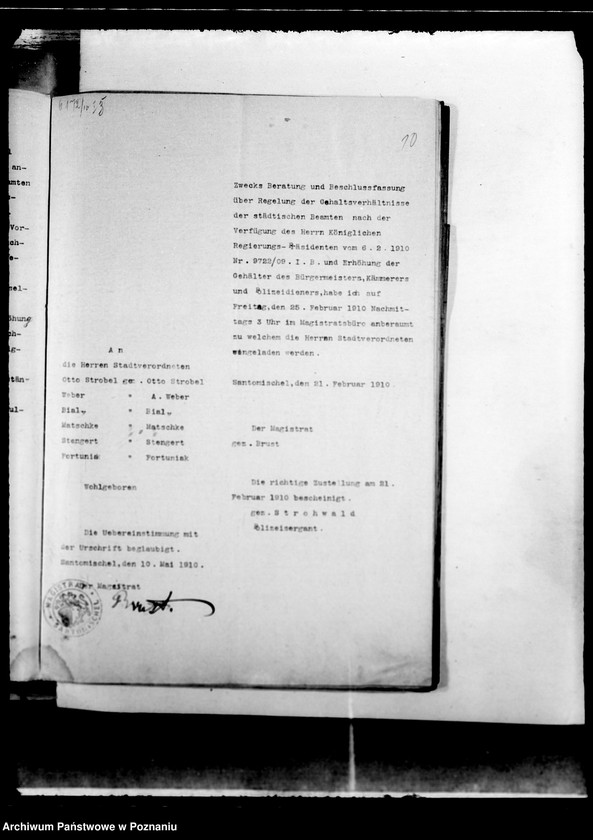 Obraz 14 z jednostki "Die Austellung und Versongung der Kommunalbeamten der Stadt Santomischel"